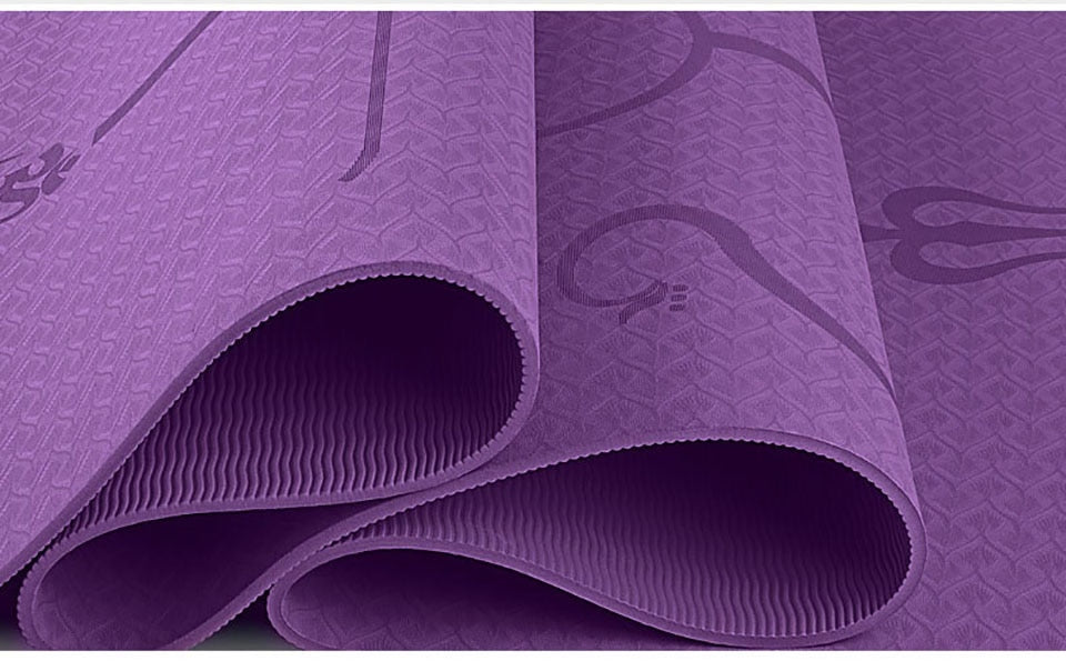 TPE Yoga Mats With Body Position Line - Boomer Fitness Shop