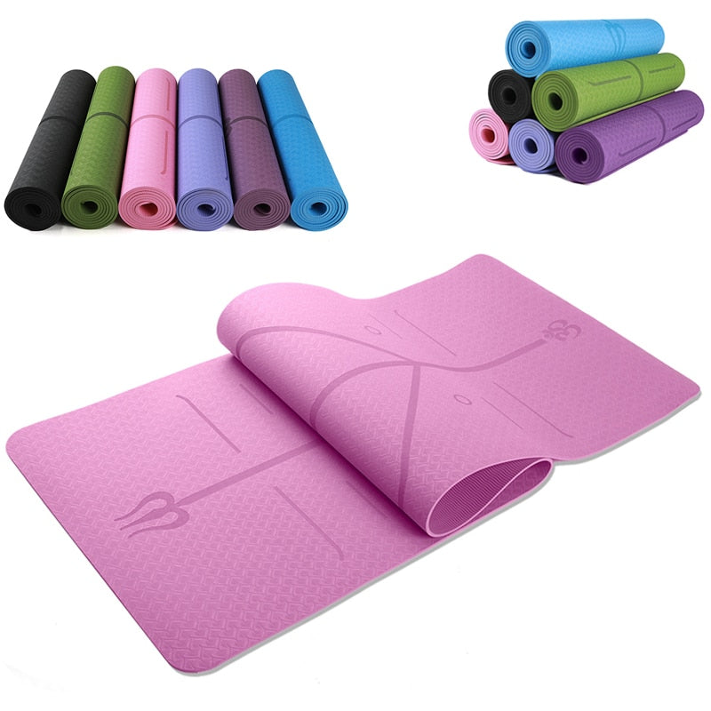 TPE Yoga Mats With Body Position Line - Boomer Fitness