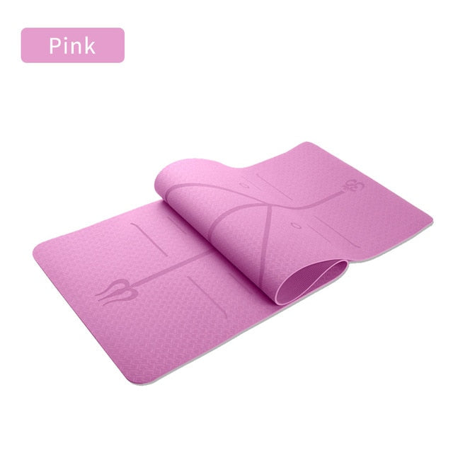TPE Yoga Mats With Body Position Line - Boomer Fitness Shop