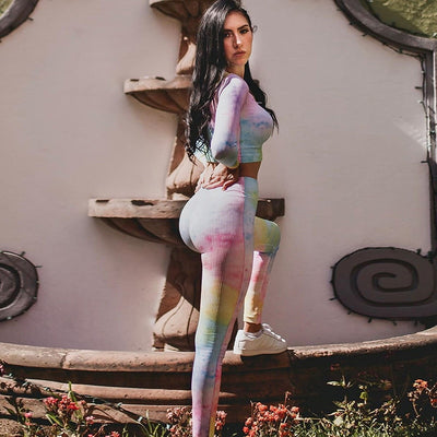 Tie Dye Print Seamless Yoga Set